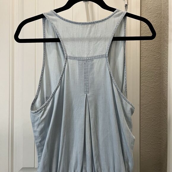 Aaron & Amber Chambray Light Blue Romper Shorts Womens Size M Tencel - Picture 7 of 9